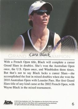 2012 Ace Authentic Grand Slam 3 #6 Cara Black Back