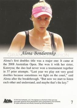 2012 Ace Authentic Grand Slam 3 #7 Alona Bondarenko Back