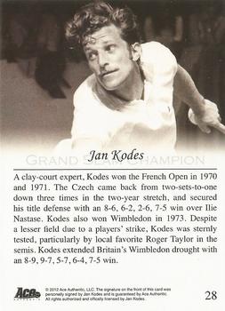 2012 Ace Authentic Grand Slam 3 #28 Jan Kodes Back
