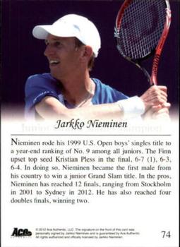 2012 Ace Authentic Grand Slam 3 #74 Jarkko Nieminen Back