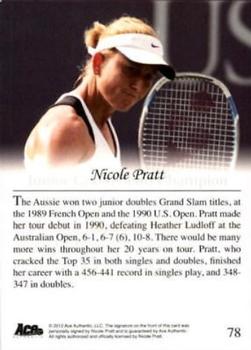 2012 Ace Authentic Grand Slam 3 #78 Nicole Pratt Back