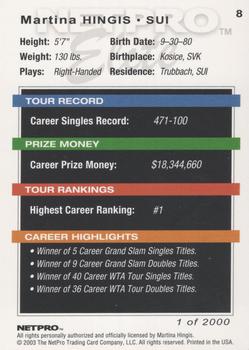 2003 NetPro - Elite 2000 #8 Martina Hingis Back