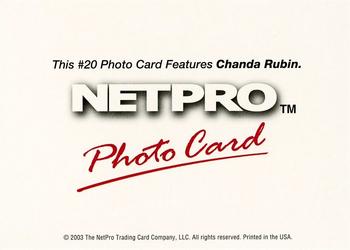 2003 NetPro - Photo Cards #20 Chanda Rubin Back