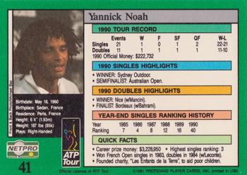 1991 NetPro Tour Stars #41 Yannick Noah Back