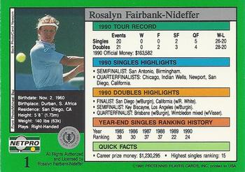 1991 NetPro Tour Stars #1 Ros Fairbank-Nideffer Back