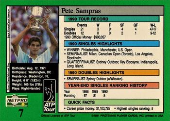 1991 NetPro Tour Stars #7 Pete Sampras Back