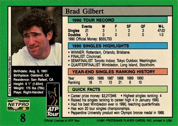 1991 NetPro Tour Stars #8 Brad Gilbert Back