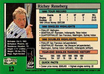 1991 NetPro Tour Stars #12 Richey Reneberg Back
