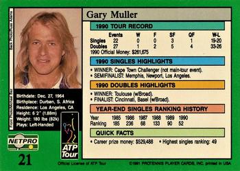 1991 NetPro Tour Stars #21 Gary Muller Back