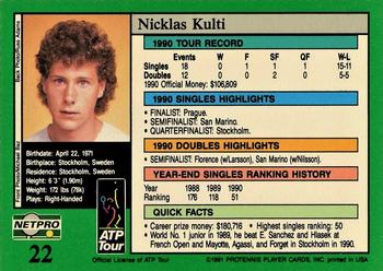 1991 NetPro Tour Stars #22 Nicklas Kulti Back