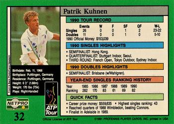 1991 NetPro Tour Stars #32 Patrik Kuhnen Back