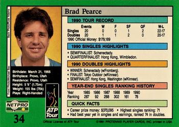1991 NetPro Tour Stars #34 Brad Pearce Back