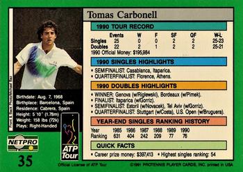 1991 NetPro Tour Stars #35 Thomas Carbonell Back