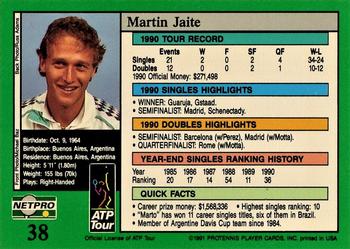 1991 NetPro Tour Stars #38 Martin Jaite Back