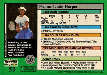 1991 NetPro Tour Stars #53 Peanut Louie Harper Back