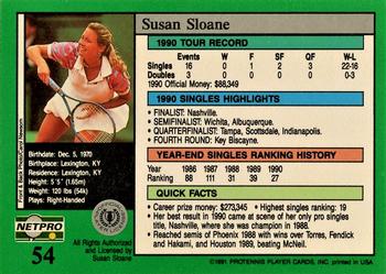 1991 NetPro Tour Stars #54 Susan Sloane Back