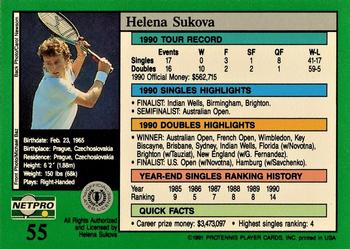 1991 NetPro Tour Stars #55 Helena Sukova Back
