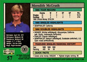 1991 NetPro Tour Stars #57 Meredith McGrath Back