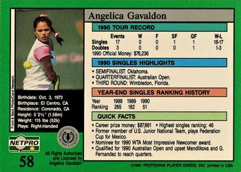 1991 NetPro Tour Stars #58 Angelica Gavaldon Back