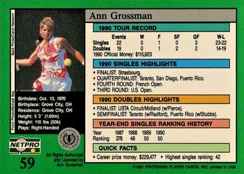 1991 NetPro Tour Stars #59 Ann Grossman Back