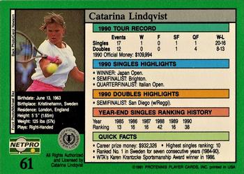 1991 NetPro Tour Stars #61 Catarina Lindqvist Back