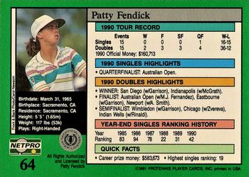 1991 NetPro Tour Stars #64 Patty Fendick Back