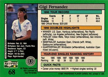 1991 NetPro Tour Stars #68 Gigi Fernandez Back