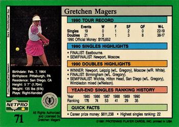 1991 NetPro Tour Stars #71 Gretchen Magers Back