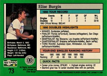 1991 NetPro Tour Stars #73 Elise Burgin Back