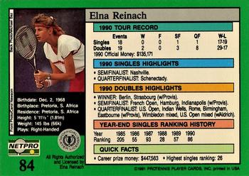 1991 NetPro Tour Stars #84 Elna Reinach Back