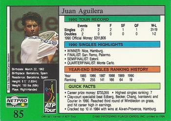 1991 NetPro Tour Stars #85 Juan Aquilera Back