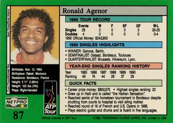 1991 NetPro Tour Stars #87 Ronald Agenor Back