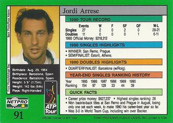 1991 NetPro Tour Stars #91 Jordi Arrese Back