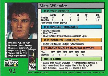 1991 NetPro Tour Stars #92 Mats Wilander Back
