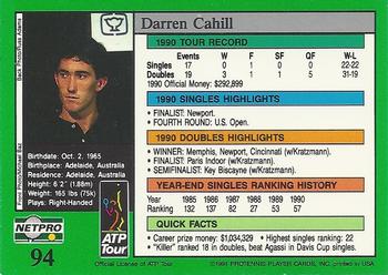 1991 NetPro Tour Stars #94 Darren Cahill Back