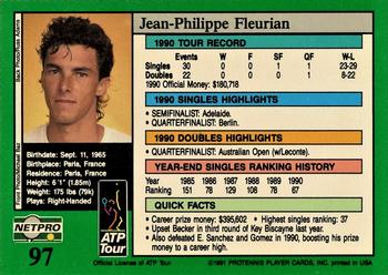1991 NetPro Tour Stars #97 Jean-Philippe Fleurian Back