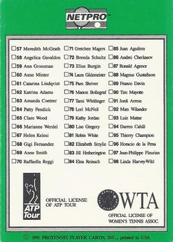 1991 NetPro Tour Stars #NNO Checklist Card A Back