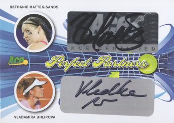 2013 Leaf Ace Authentic Signature Series - Perfect Partners Dual Autographs #PP-13 Bethanie Mattek-Sands / Vladamira Uhilrova Front