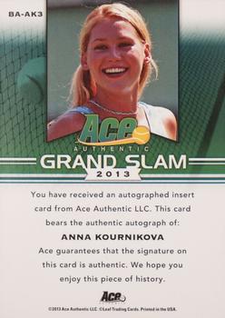 2013 Leaf Ace Authentic Grand Slam #BA-AK3 Anna Kournikova Back