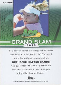 2013 Leaf Ace Authentic Grand Slam #BA-BMS Bethanie Mattek-Sands Back