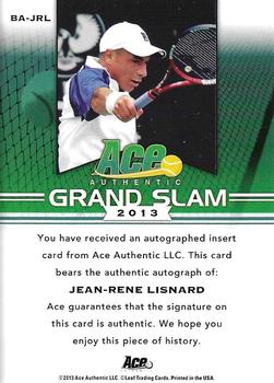 2013 Leaf Ace Authentic Grand Slam - Brown #BA-JRL Jean-Rene Lisnard Back