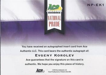 2013 Leaf Ace Authentic Grand Slam - National Pride Autographs #NP-EK1 Evgeny Korolev Back