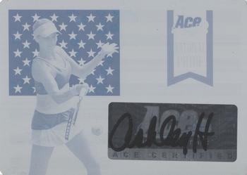 2013 Leaf Ace Authentic Grand Slam - National Pride Autographs Printing Plates Cyan #NP-AH1 Ashley Harkleroad Front
