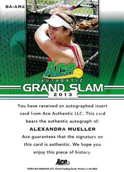 2013 Leaf Ace Authentic Grand Slam - Yellow #BA-AM2 Alexandra Mueller Back