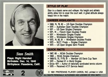 1991 NetPro The Legends #2 Stan Smith Back