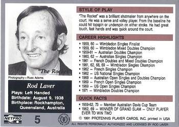 1991 NetPro The Legends #5 Rod Laver Back