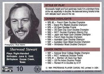 1991 NetPro The Legends #10 Sherwood Stewart Back