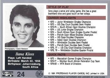 1991 NetPro The Legends #24 Ilana Kloss Back