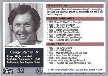 1991 NetPro The Legends #32 Cliff Richey Back