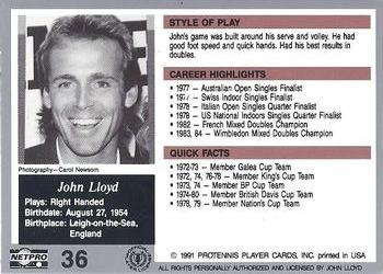 1991 NetPro The Legends #36 John Lloyd Back